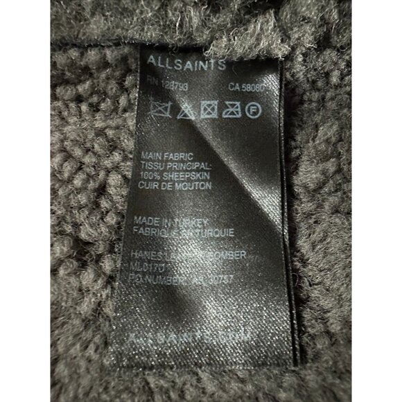 All Saints Black Shearling Leather Jacket - Picture 3 of 7